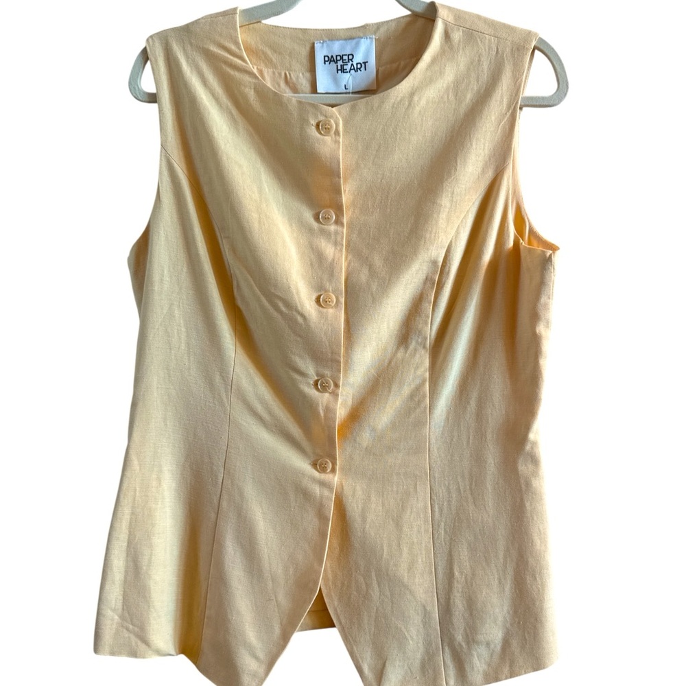 Paper Heart Women’s NWT Butter Yellow Linen Blend Vest And Skirt Size Medium